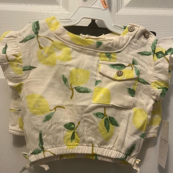 NWT Jessica Simpson Girl 3 piece Lemon 🍋 Print Short Hat Set - Picture 1 of 13